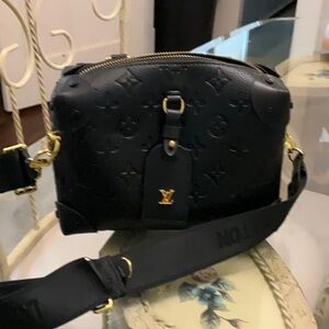 Louis Vuitton Black Crossbody Bag with Gold Details